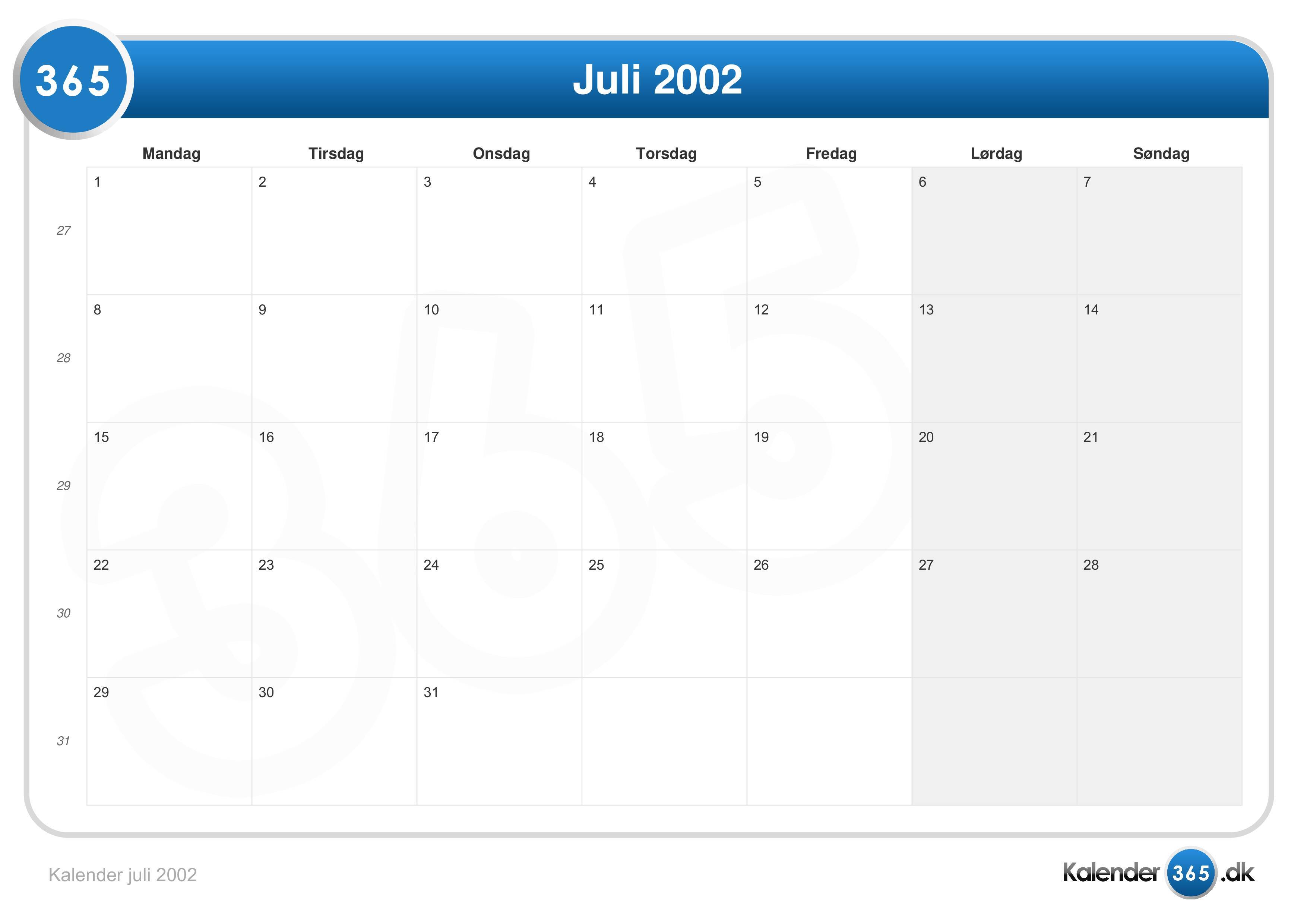 Kalender juli 2002