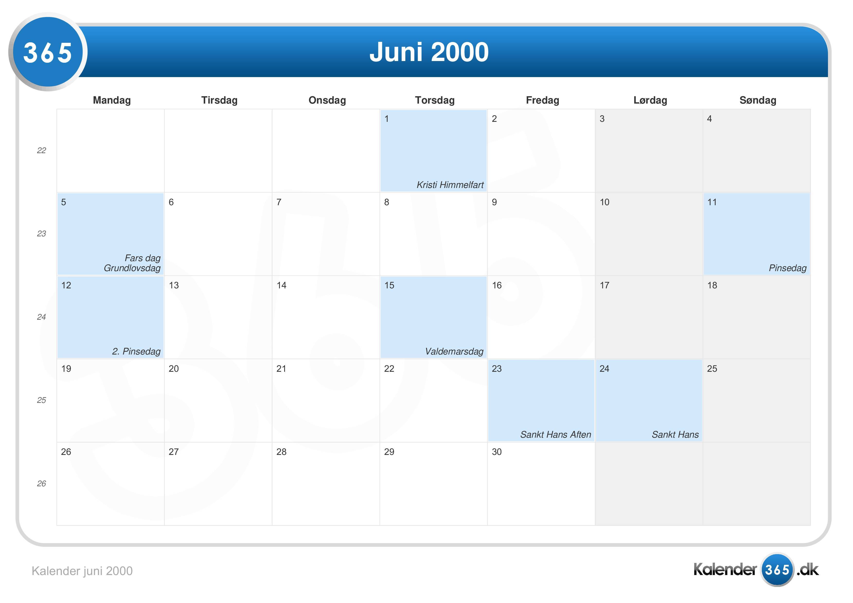 Kalender juni 2000