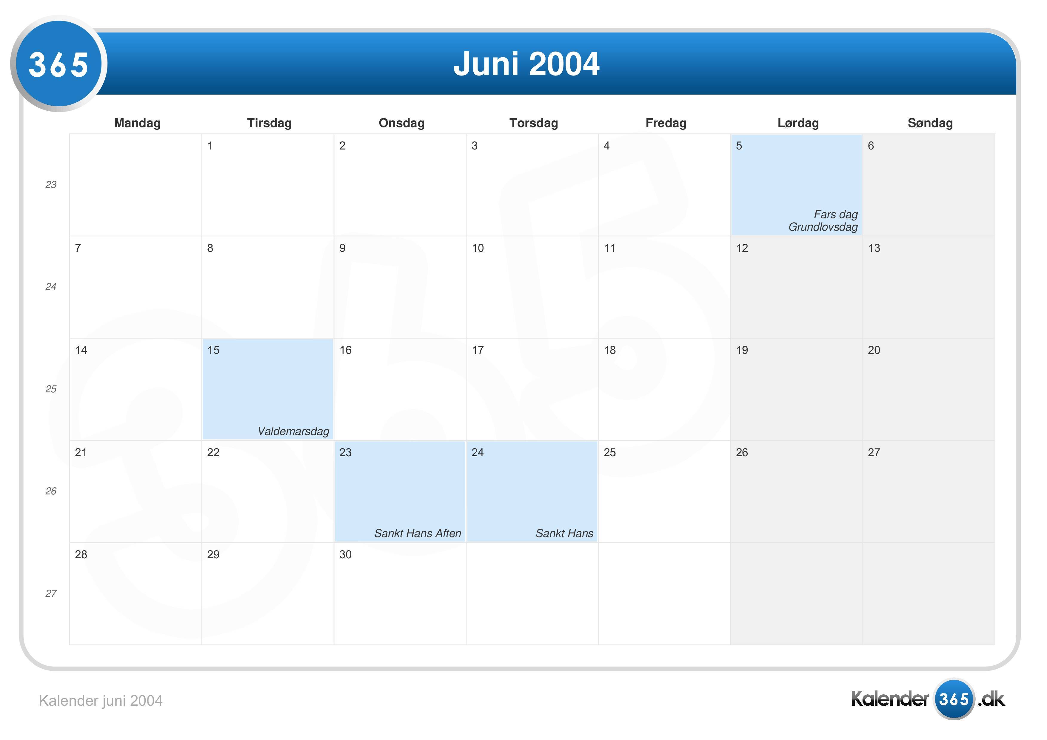 Kalender juni 2004